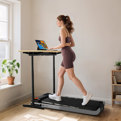 SPORTNOW Folding Walking Treadmill, Under Desk Walking Pad with Incline, Silver Tone