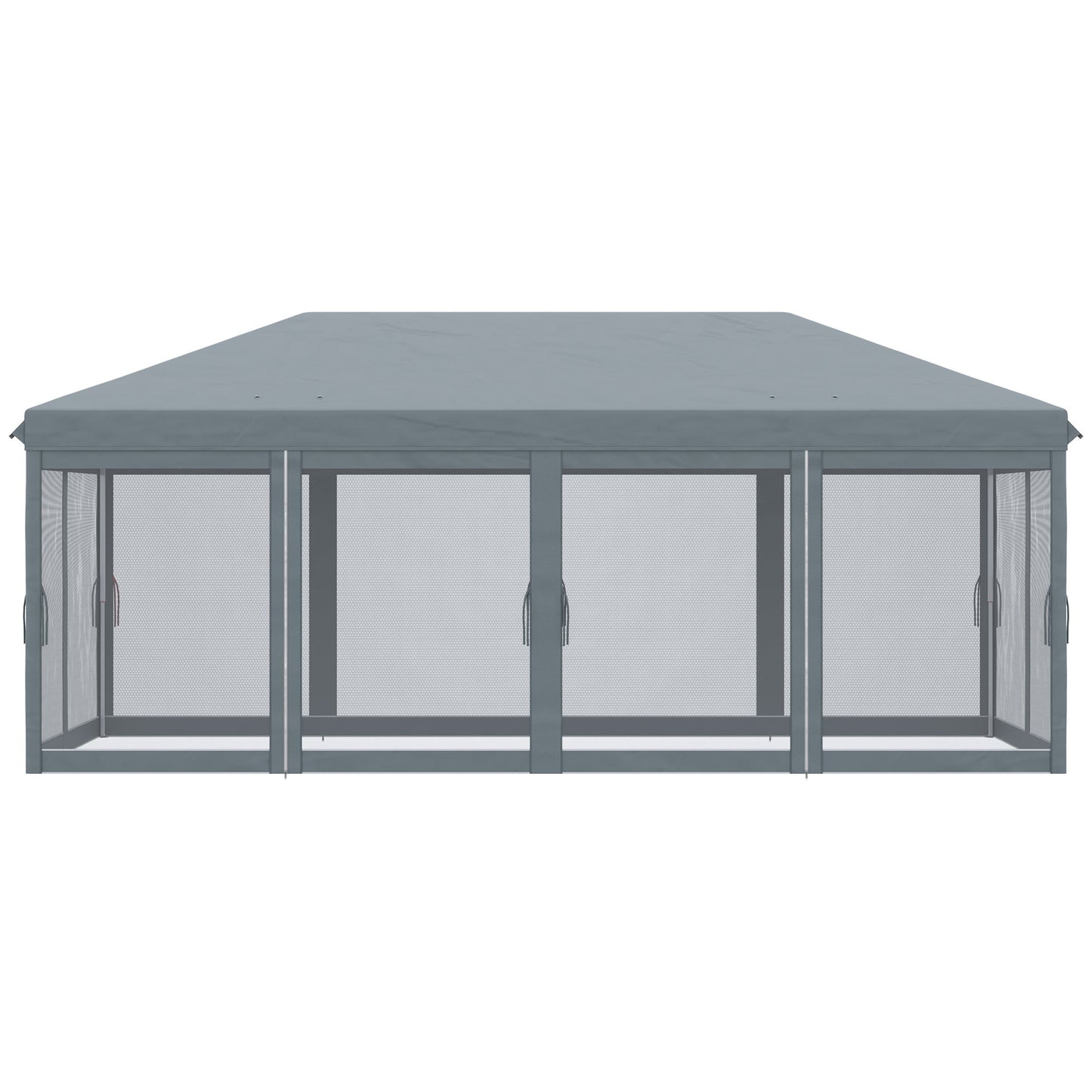 Outsunny 3 x 6m Pop Up Gazebo, Outdoor Canopy Shelter, Marquee Party Wedding Tent with 6 Mesh Walls and Carry Bag, Grey