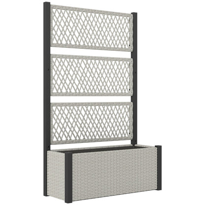 Outsunny Garden Planter Box with Trellis, Liner for Climbing Plants, Vegetables, Flowers, 90 x 35 x 148 cm, Mixed-grey