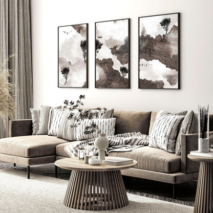 Living room pictures for the walls | set of 3 art prints