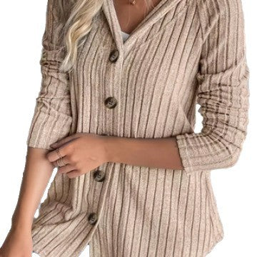 Women's Fashionable Buttoned Waist-cinching Long Sleeve Top Jacket