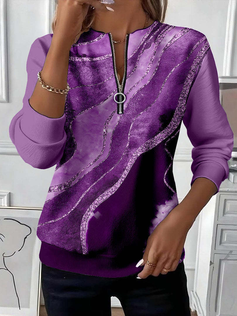 Women's Casual Christmas-Print Raglan Sweatshirt