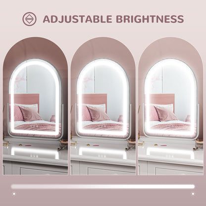 HOMCOM LED Vanity Mirror with Lights, 43 x 59cm Lighted Makeup Mirror with 3 Colour, 360\'c2\'b0 Rotation, Touch Screen, for Bedroom and Dressing Room, White