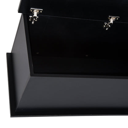 HOMCOM Ottoman Storage Box Chest Cabinet Keepsake With Lid Chipboard Black