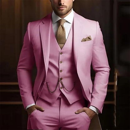 Men's Slim Fit Three-Piece Suit - Jacket, Vest & Trousers Set