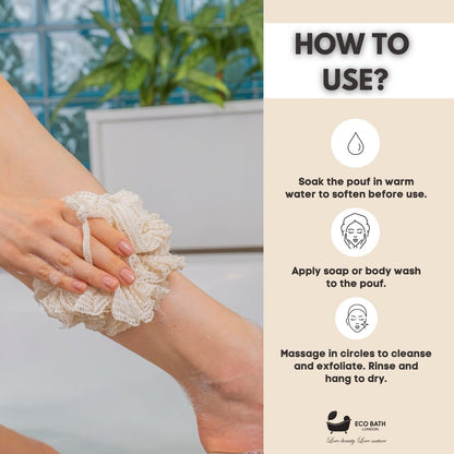 Eco Bath London Ramie Bath Puff - Soft Body Scrubber Bath Sponge