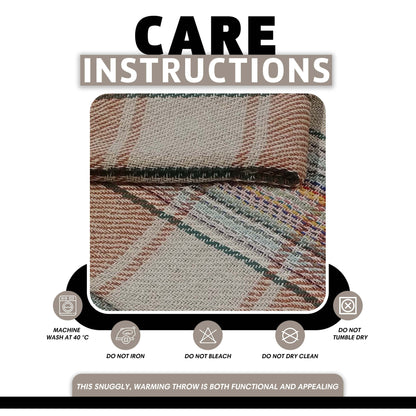 Eco-Friendly Recycled Cotton Picnic Blanket Check Stripe Design Super Soft Cozy Foldable and Packable for Beach Park Camping 130 x 150 cm by OLIVIA ROCCO