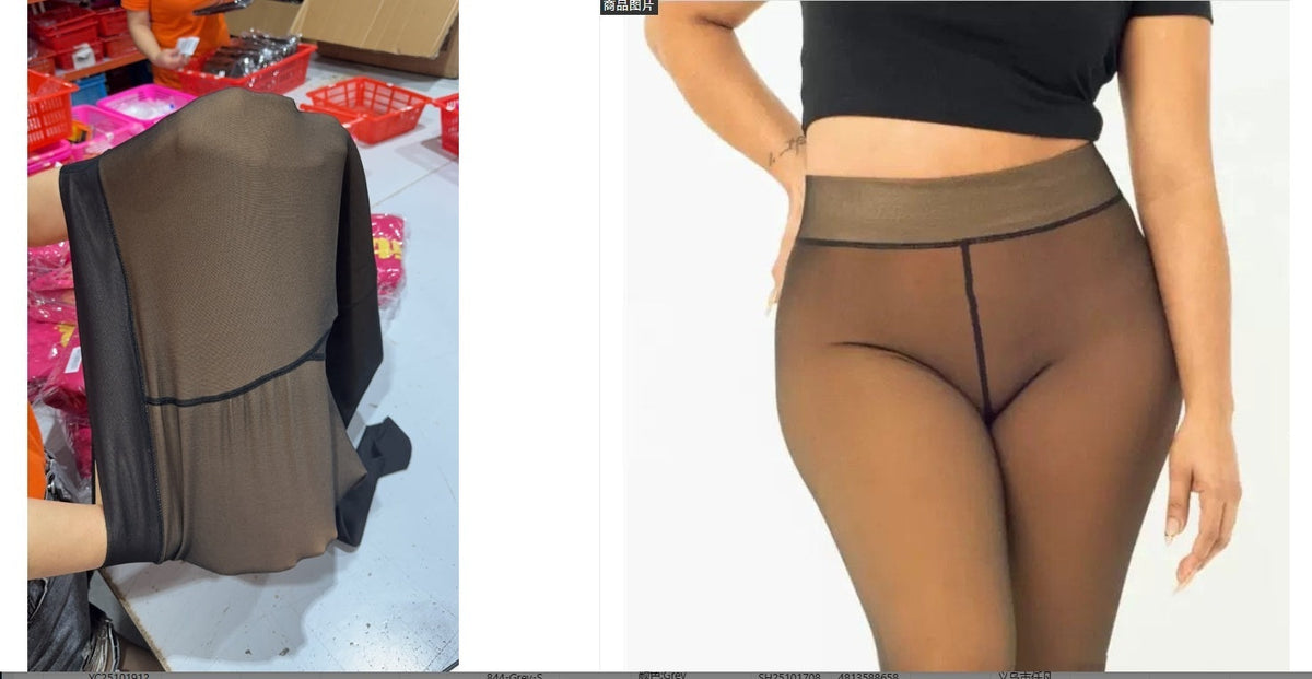 One-line True See-through Leggings Fleece-lined Warm Women's Outer Wear Pantyhose