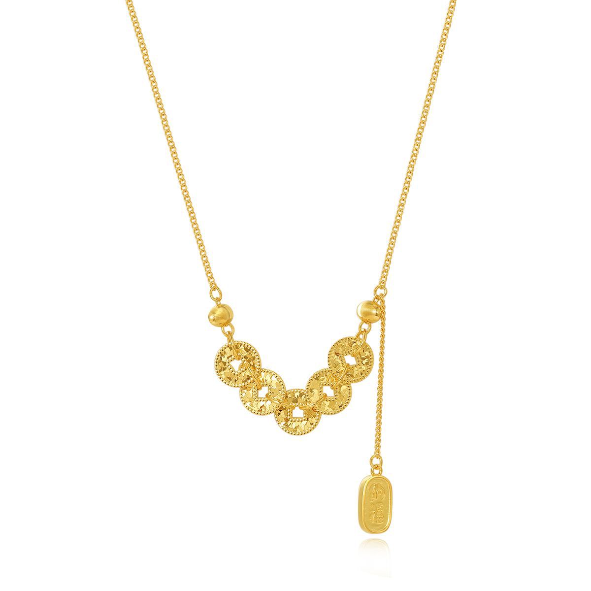 Five Emperor Coins Gold Plated New Chinese Style Necklace