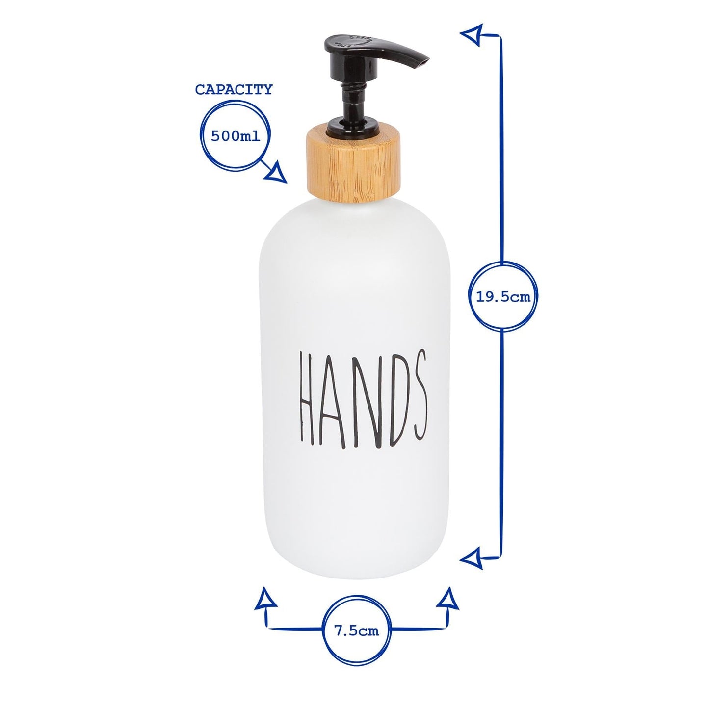 500ml White Glass Hand Soap Dispenser