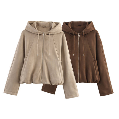 Women's European And American Style Hooded Bomber Jacket
