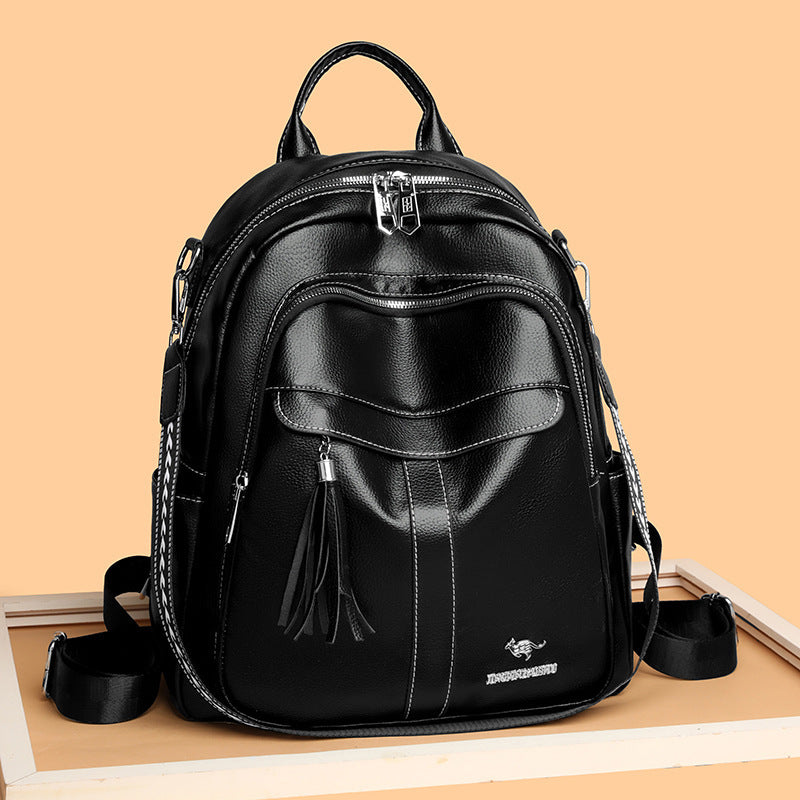 New Multi-functional Hand-held Genuine Leather Tassel Backpack