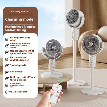 Remote Control Air Circulator Fan - 3D Oscillating Turbine Design Quiet Energy Saving Floor Standing Bladeless Cooling for Home Office Bedroom Use