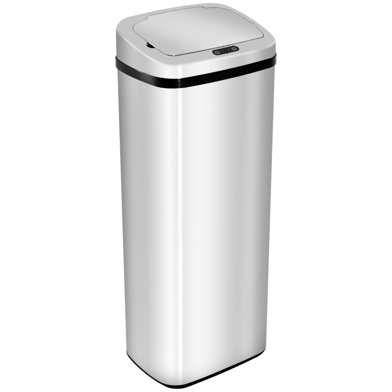 HOMCOM 72L Recycling Sensor Bin Stainless Steel 3 Compartments For Both Wet/Dry Waste w/Removable Lid Kitchen Home