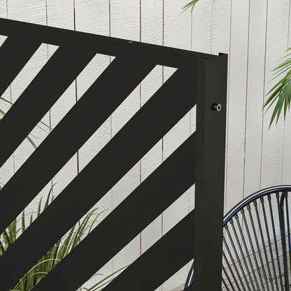 Outsunny 6.5FT Decorative Outdoor Divider, Metal Privacy Screen with Stand, Triangle Style, Black