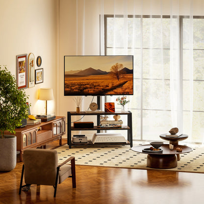 HOMCOM Industrial-Style TV Stand, with 35° Swivel Bracket - Dark Brown