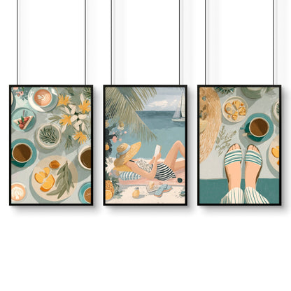 Extra Large Pictures For Living Room | Set of 3 Italian Lifestyle Wall art Prints