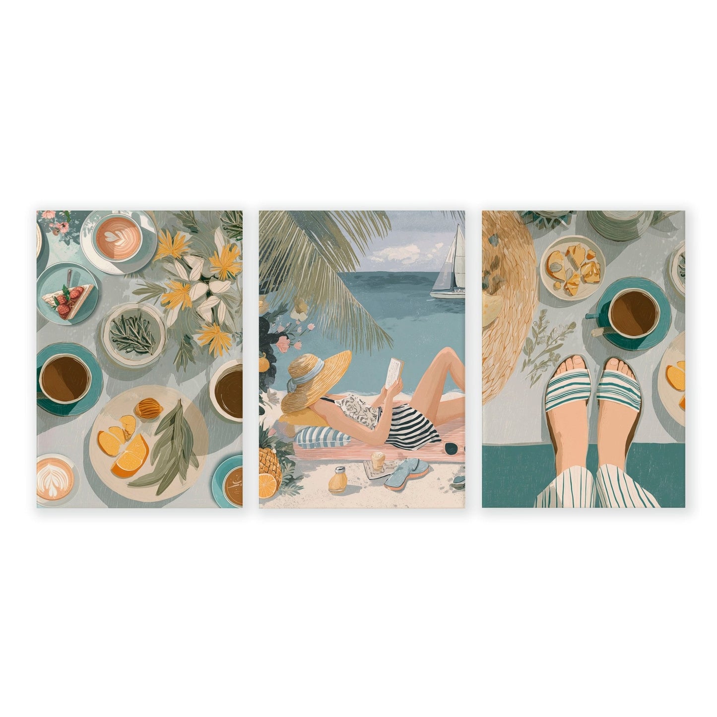 Extra Large Pictures For Living Room | Set of 3 Italian Lifestyle Wall art Prints