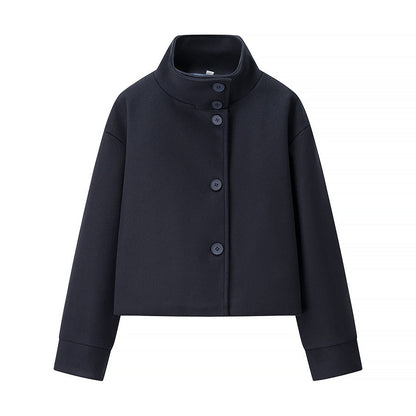 Commuter's All-matching Stand Collar Breasted Woolen Coat