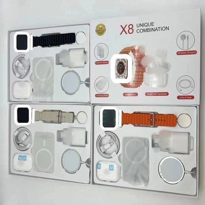 X8X9X10 Smart Watch Wireless Power Bank Bluetooth Headset Charging Plug Six-piece Double Strap