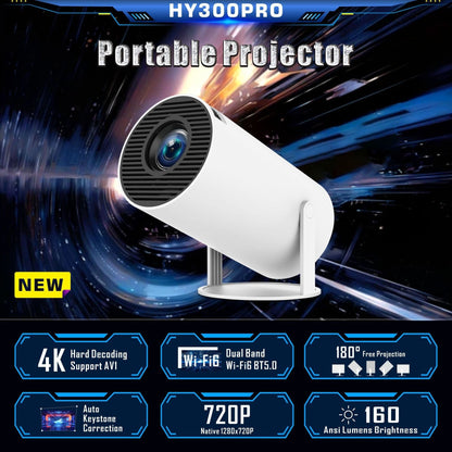 HY300 Pro Mini Projector - 1080P HD Portable Home Theater Projector with Android OS | Compact Cinema Projector for Movies & Gaming