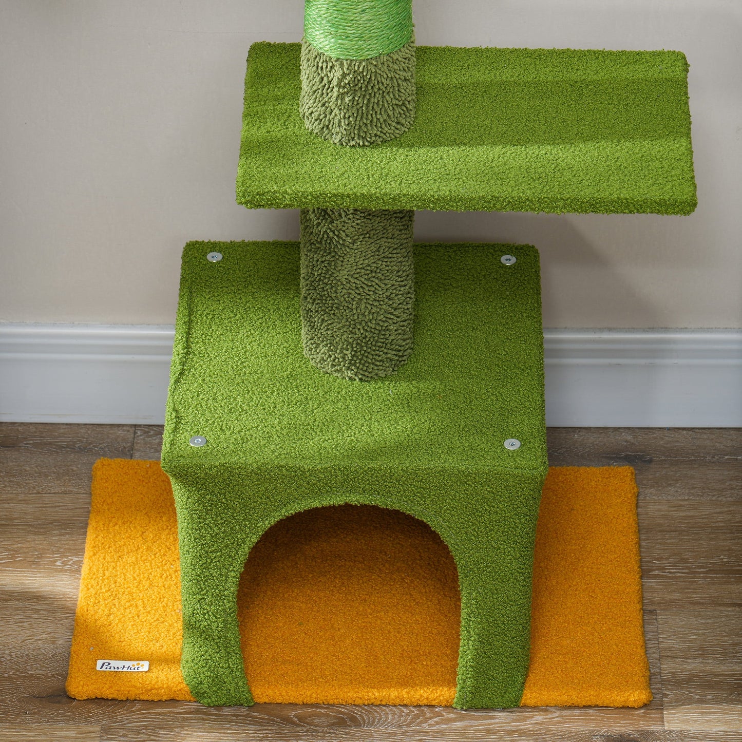 PawHut 230-275cm Floor-to-Ceiling Adjustable Cat Tree with Scratching Posts, Hammock