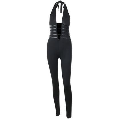 Elegant Backless Jumpsuit - Women's Sleeveless One-Piece Evening Outfit