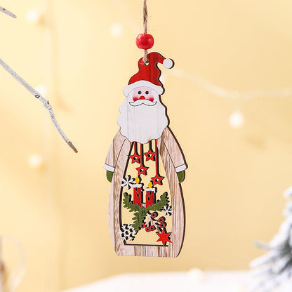 Christmas Supplies Wooden Hollow Long Pendant