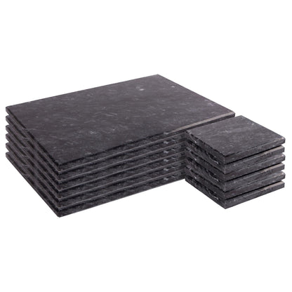 12pc Black Marble Placemats & Square Coasters Set