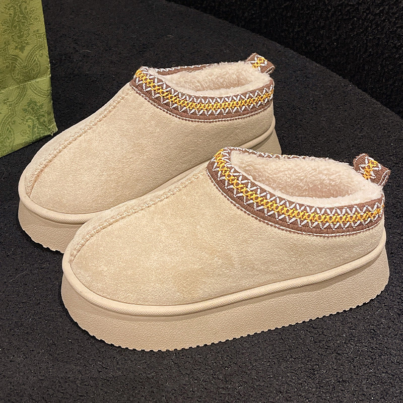 Suede Cotton Slippers Women Autumn Winter