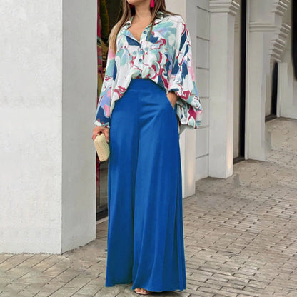 Fashionable Printed Wide-leg Pants