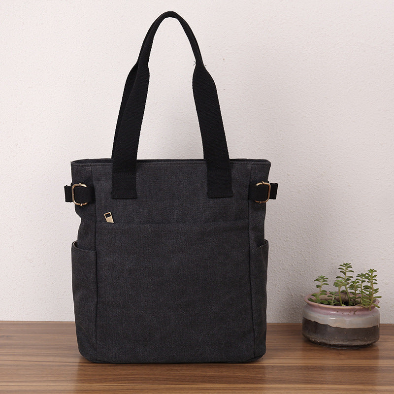 Casual Retro One-shoulder Hand-held Tote Canvas Bag For Women