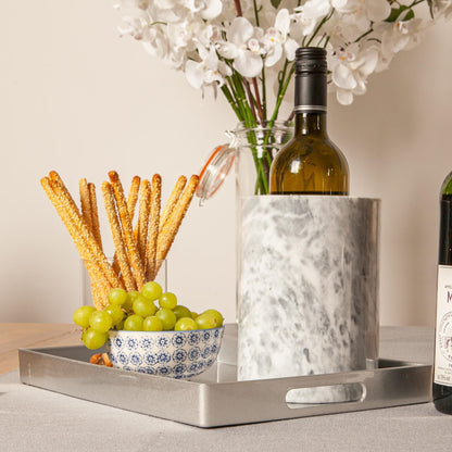 34.5cm x 25cm Silver Rectangle Lacquer Tray