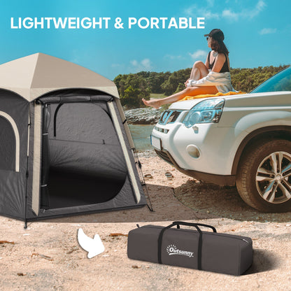 Outsunny Instant Camping Tent, 2/3/4 Person Easy Setup Family Tent with Vestibule, Rainfly, 4 Mesh Windows & 2 Doors, Hexagonal Design, Waterproof UV Protected Dome Tent, Dark Grey