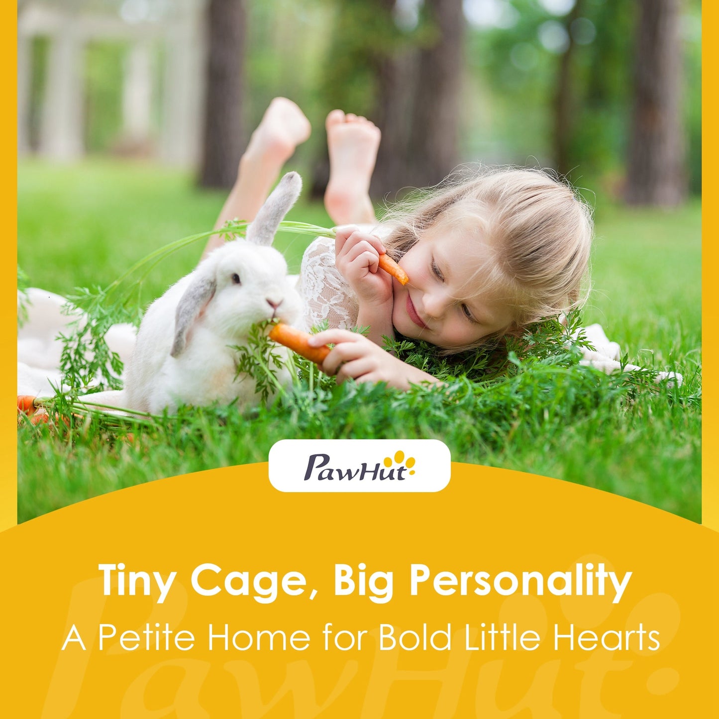 PawHut Rabbit Hutch, Wooden Guinea Pig Hutch with Run and Doors, Outdoor Triangle Bunny House for Rabbits,Duck and Chicken