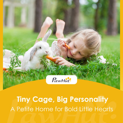 PawHut Rabbit Hutch, Wooden Guinea Pig Hutch with Run and Doors, Outdoor Triangle Bunny House for Rabbits,Duck and Chicken
