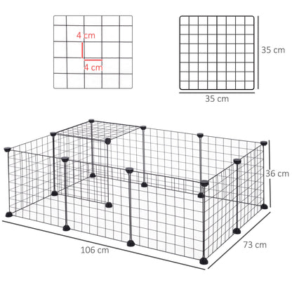 PawHut DIY Pet Playpen Metal Wire Fence 12 Panel Enclosure Indoor Outdoor Guinea Pig Bunny Small Animals Cage Black