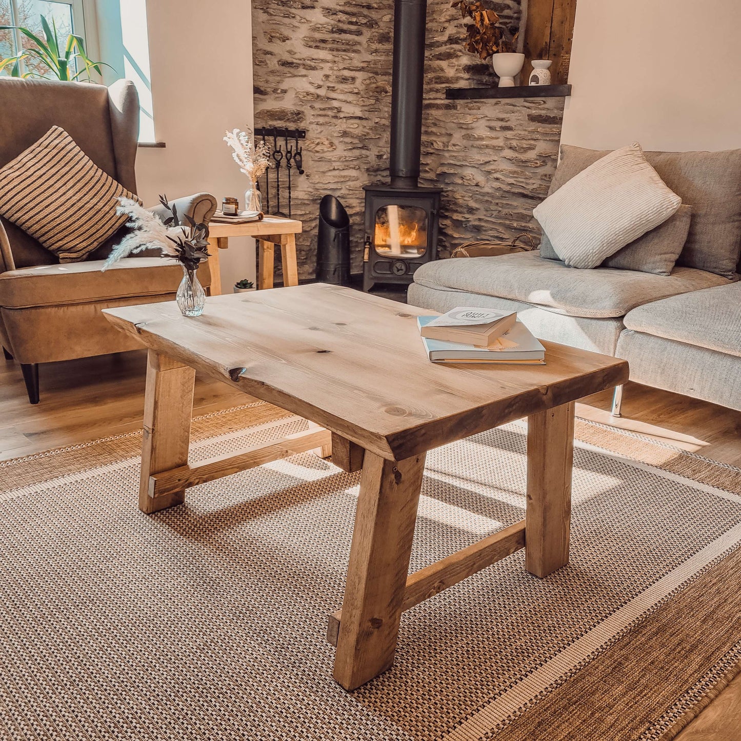 MARA Live / Waney Edge Coffee Table With A Frame Legs