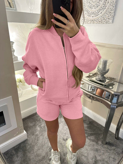Long Sleeve Coat Shorts Two-piece Suit For Women