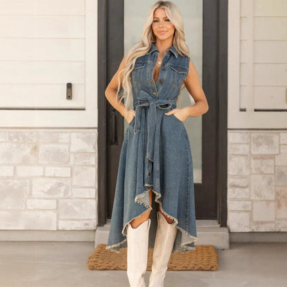 Sleeveless Irregular With Personality Raw Edge Dress
