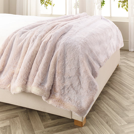 Beige Alaska Faux Fur Throw