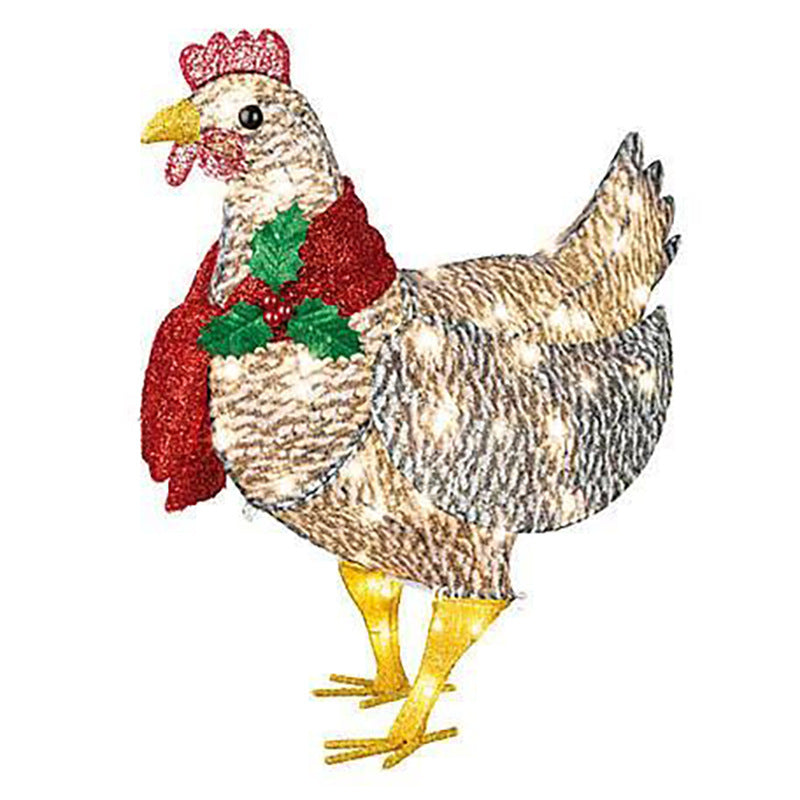 Decorated Christmas Lantern Chicken With Scarf Garden Ground Insert