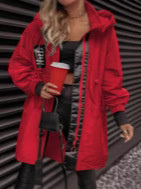 Women's Mid-Length Casual Anorak Coat - Army Green Windbreaker Jacket