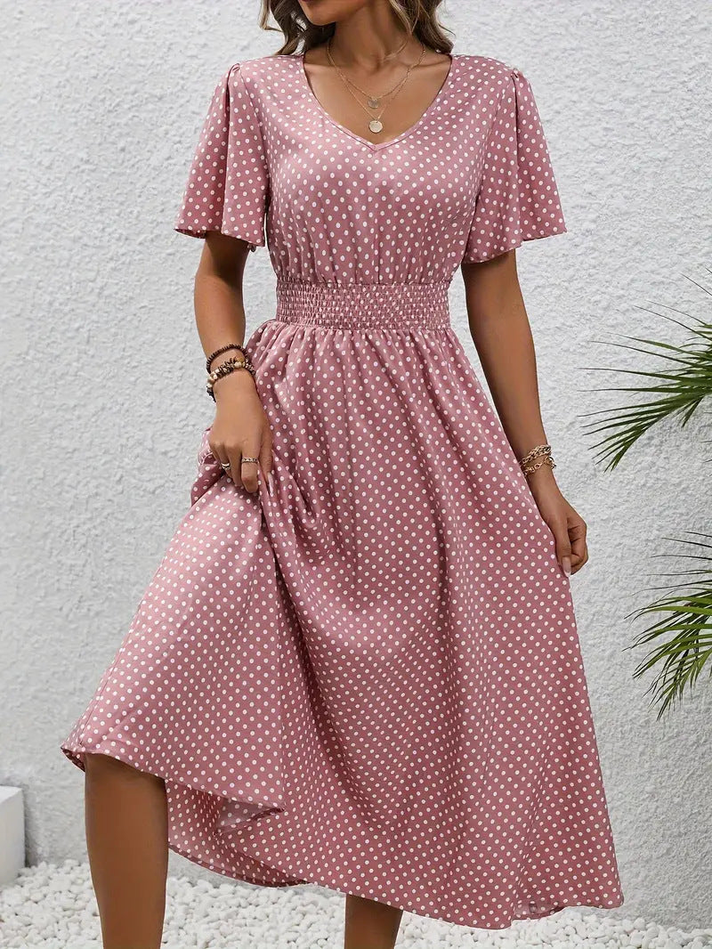 Women's Small Floral Print Short Sleeve Dress