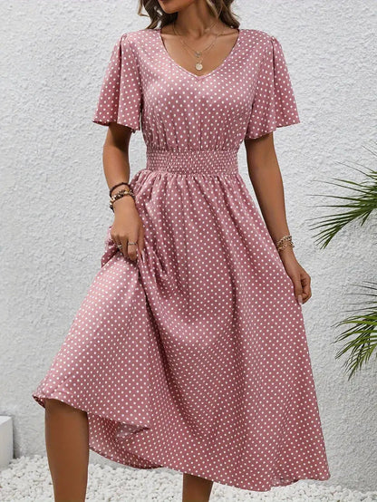 Women's Small Floral Print Short Sleeve Dress