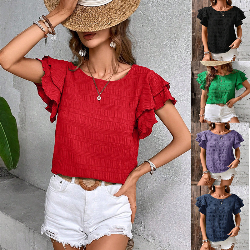 Women's Elegant Crew-neck Pullover T-shirt