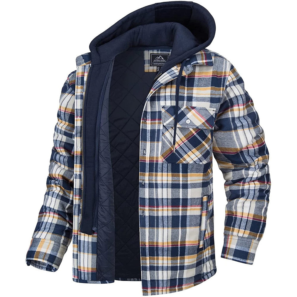 The Winter Layer – Men’s Plaid Hooded Padded Coat