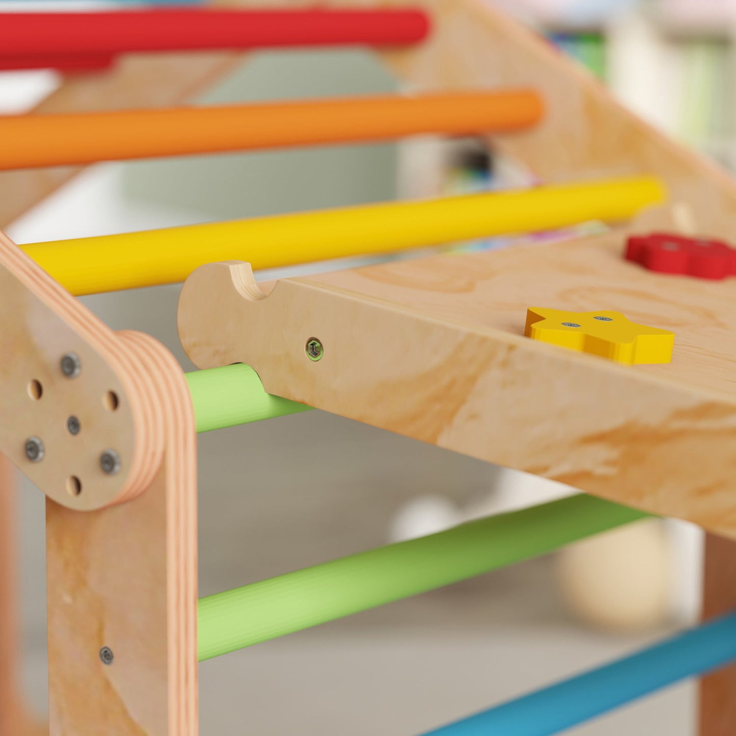 AIYAPLAY 9 in 1 Toddler Climbing Frame with Ramp, Slide, Arch, Ladder, Blackboard for 18-48 Months
