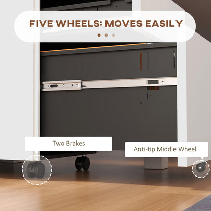 Vinsetto 3-Drawer Vertical Filing Cabinet with Pencil Tray, Lock and 5 Wheels, Steel Mobile File Cabinet, for A4, Legal and Letter Size, Pre-Assembled Body, White