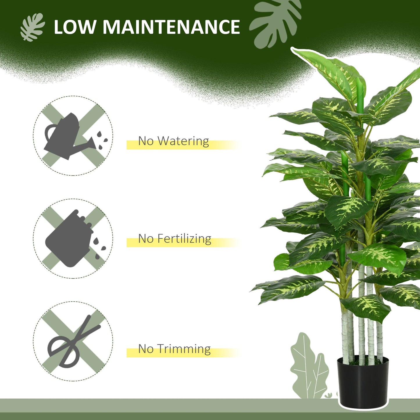 HOMCOM Artificial Evergreen Tree Fake Decorative Plant in Nursery Pot for Indoor Outdoor Decor, 120cm